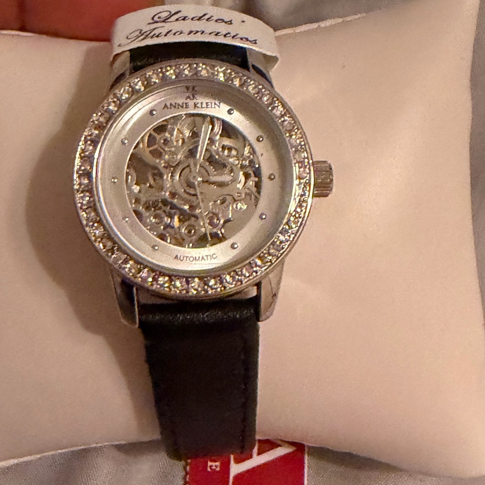 Anne Klein Silver Crystal Bezel Watch